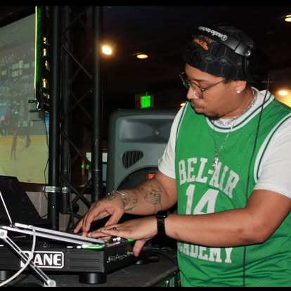 DJ Endy in a Bel-Air jersey on the decks
