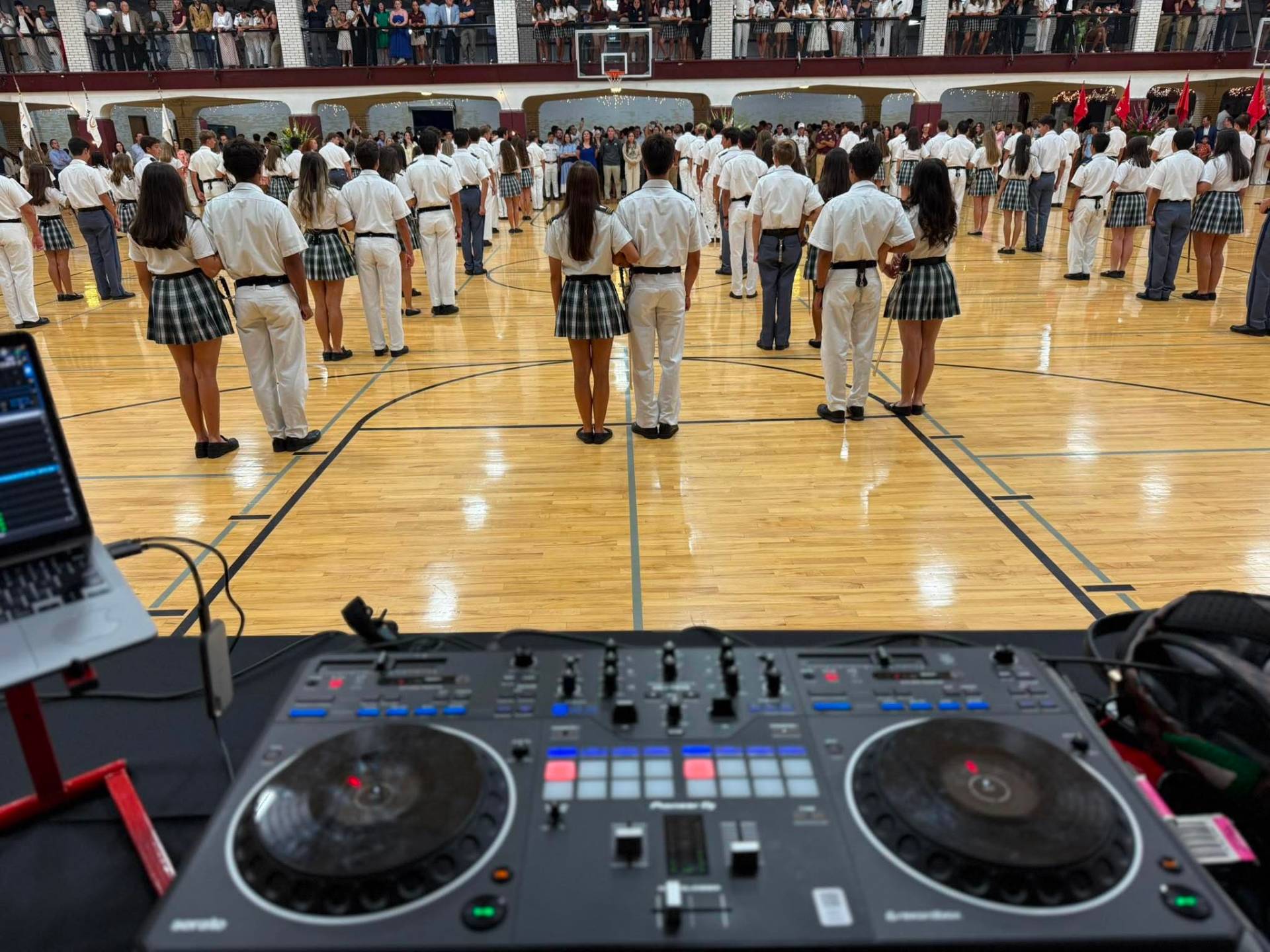 Students paired up on the gym floor